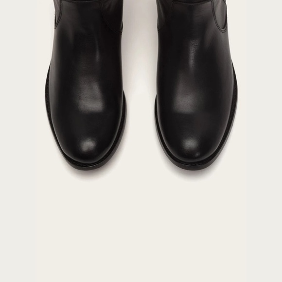 $398 Frye Melissa Stud Black Back Zip Tall Real Leather Black Knee High Boot - Picture 6 of 16